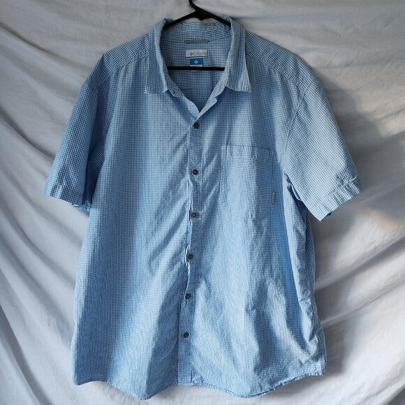 Columbia Men's XXL Blue & White Check Cotton Button-Up Shirt - Picture 1 of 5